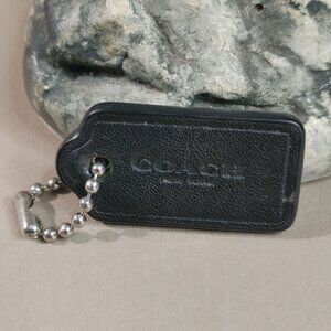 Coach Handbag Black Leather Hang Tag Only Coach Keychain Bag Charm Ball Chain